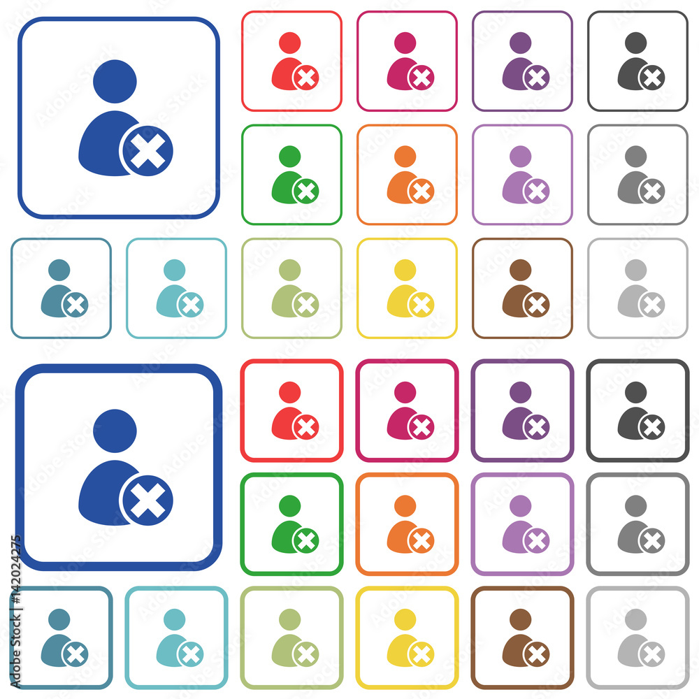 Cancel user account outlined flat color icons Cancel user account outlined flat color icons