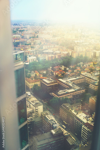 Beautiful multi colored toned aeroview image of Milan