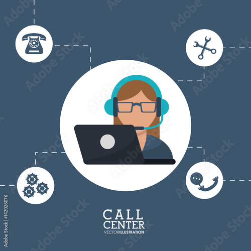 call center operator support helpline service vector illustration eps 10