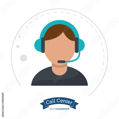 Vászonkép call center man receptionist help vector illustration eps 10
