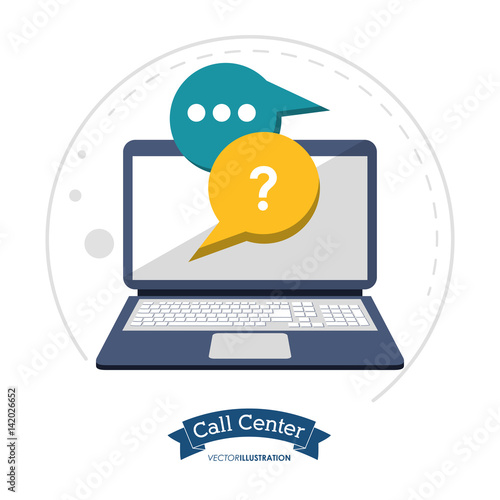 call center technology computer communication vector illustration eps 10