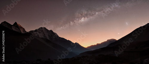 Sunset and the starry milky way photo