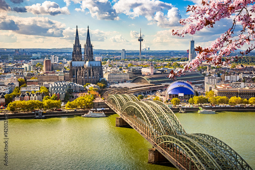 Obraz na płótnie Aerial view of Cologne at spring, Germany