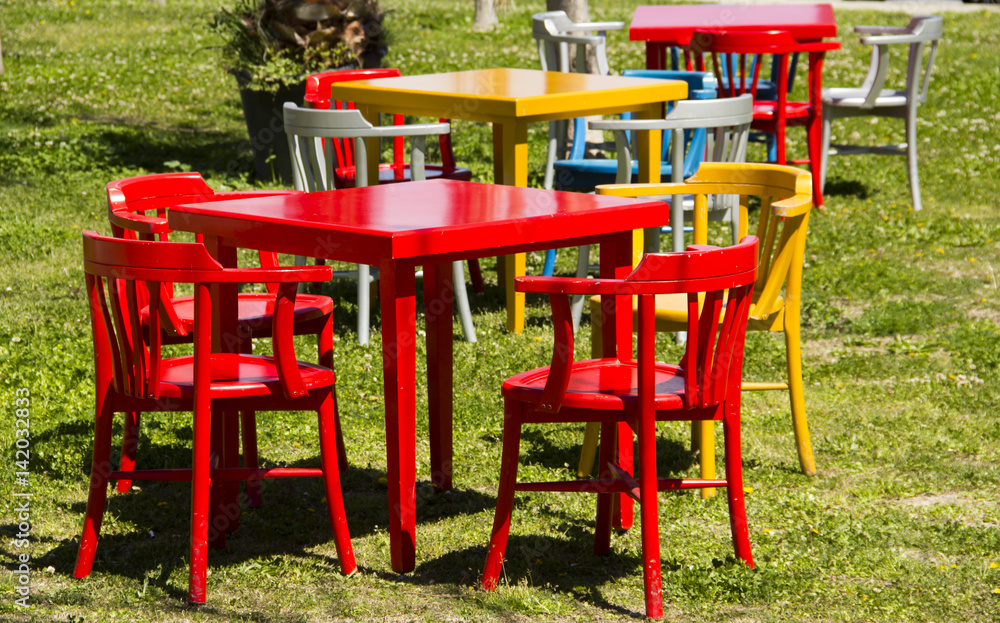 Colorful Tables and Chairs