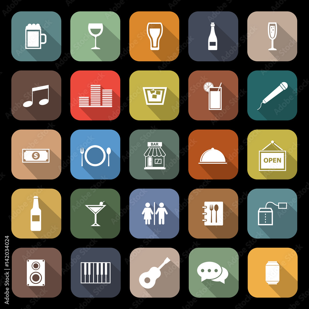 Bar flat icons with long shadow Bar flat icons with long shadow
