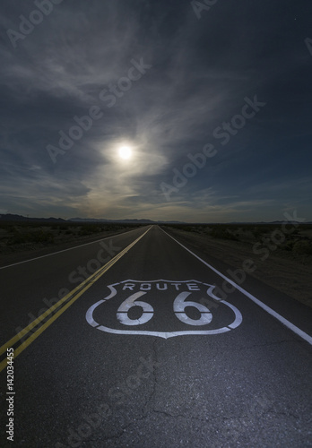 Desert moon over Route 66 s...