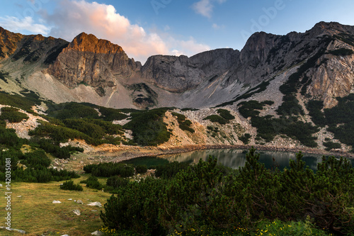 Reflection of Sinanitsa Peak in the lake  Pirin Mountain  Bulgaria