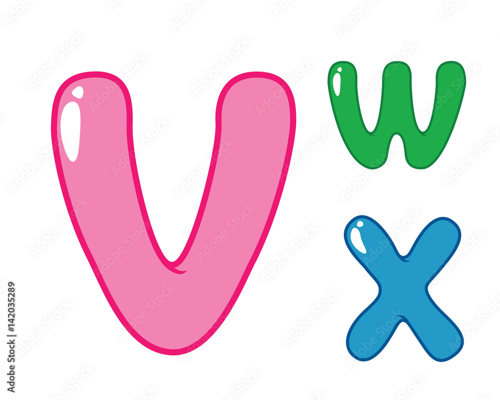 Modern Cute Eye Candy Balloon Alphabet Letter Set - V, W, X Modern Cute Eye Candy Balloon Alphabet Letter Set - V, W, X