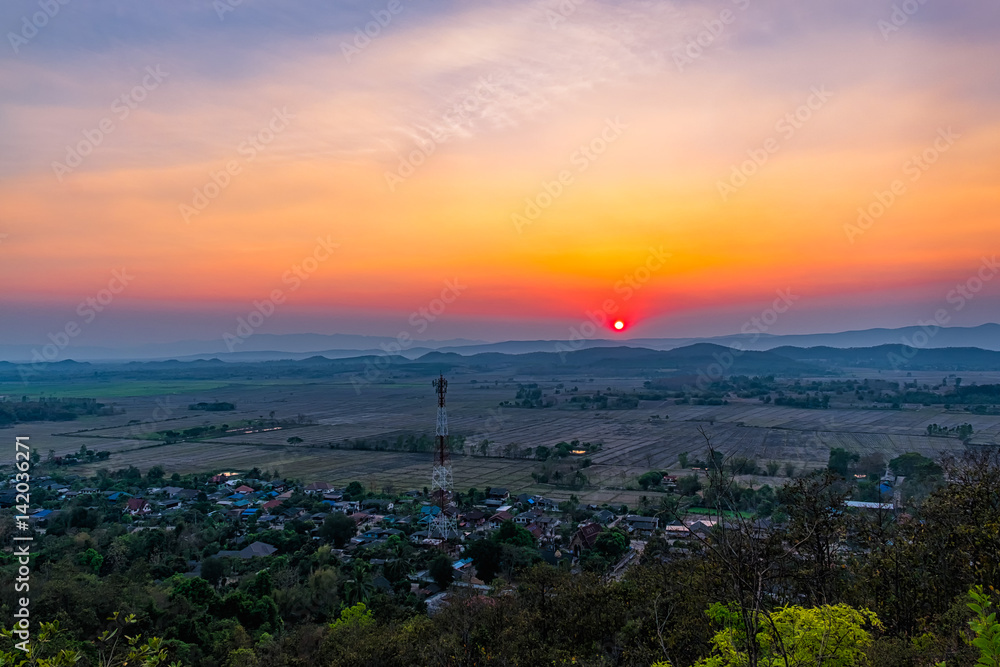 Sunset on the mountain in Chiang Rai,North of Thailand