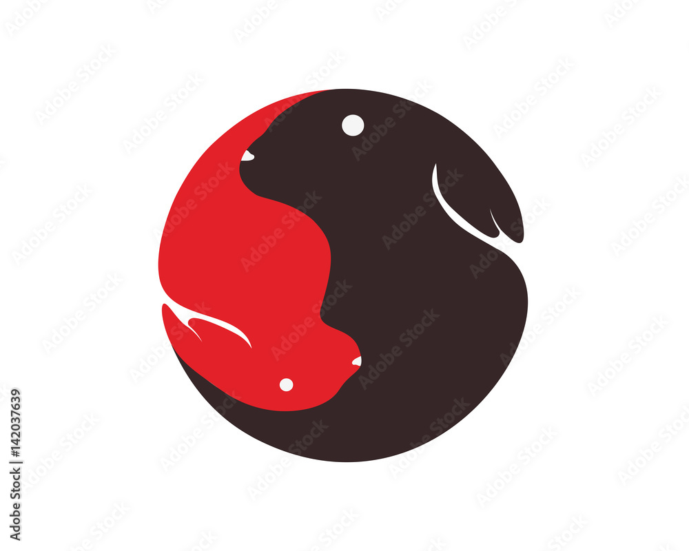Modern Cute Animal Mother And Children Warm Hug Logo - Rabbit Family Yin And Yang Modern Cute Animal Mother And Children Warm Hug Logo - Rabbit Family Yin And Yang