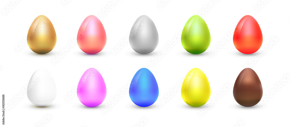 Set of elegant realistic easter eggs isolated on white background. Vector design Set of elegant realistic easter eggs isolated on white background. Vector design