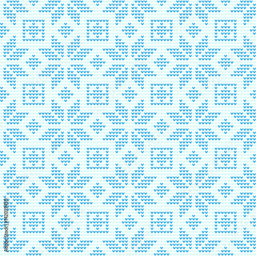 Snowflake X’mas Knitting Repeating Pattern, Background Vector Illustration