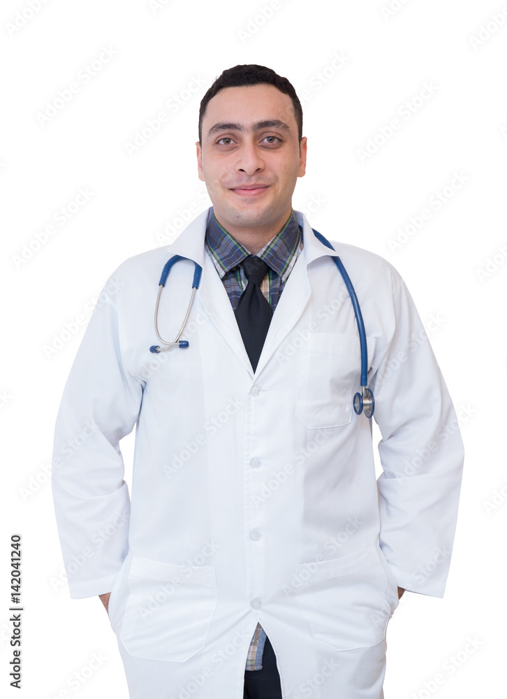 portrait of male doctor isolated on white background. portrait of male doctor isolated on white background.