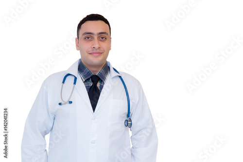 portrait of male doctor isolated on white background.