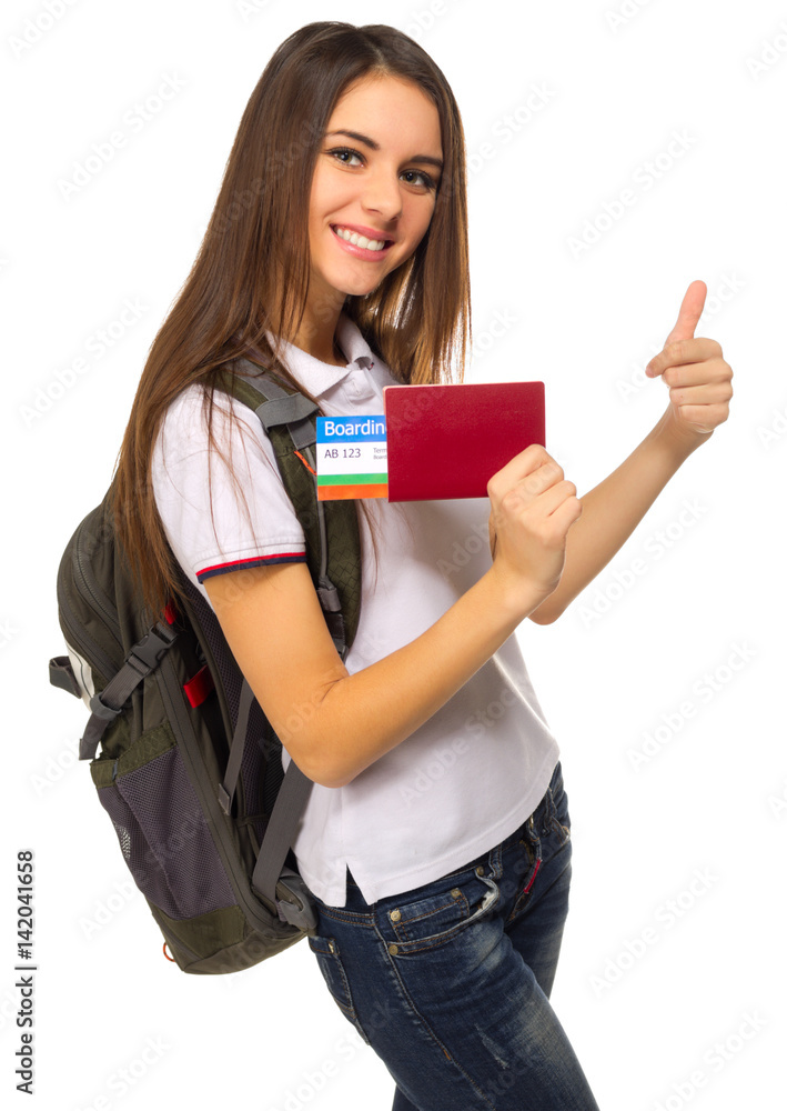 Young travelling girl isolated Young travelling girl isolated