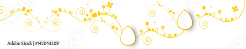 Ostereier Band Banner Gelb Welle Wellen Wiese Blumen Osterfest Ostermotiv