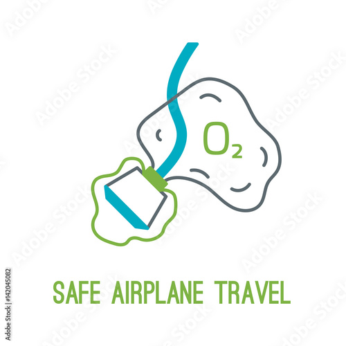 Thin line icons for airplane safety concept
