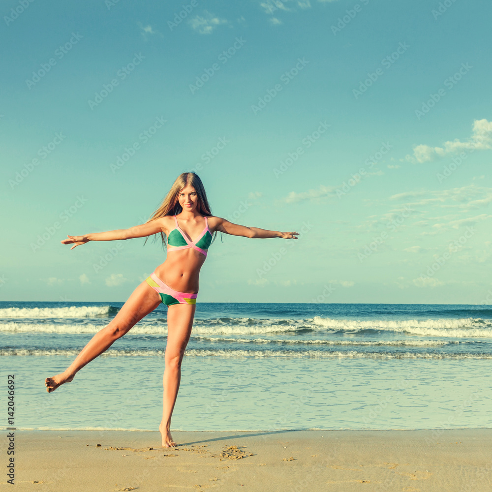 Woman at sea beach Woman at sea beach