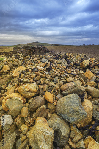 Steine und Felsen in der Landschaft beim Hölzlstein im Burgenland