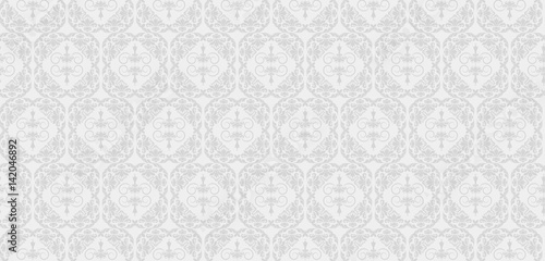 Vector seamless pattern. Grey and white color. Design wallpaper, decoration pattern repeating, pattern for graphic design. Retro vintage stylish texture