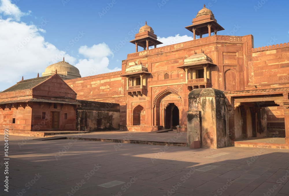 Historic Royal palace built by Mughal emperor Akbar for Jodha bai also known as the Jodha bai's palace in Fatehpur Sikri, Agra.