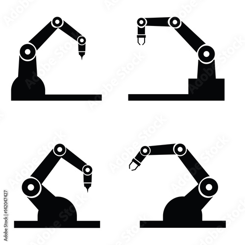 industry robot icons set