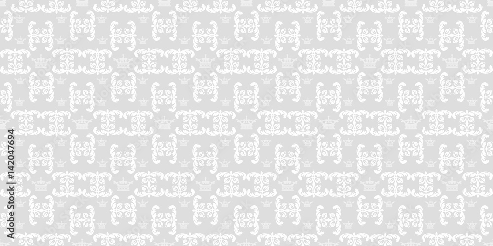 Vector seamless pattern. Vintage stylish texture. Grey and white color. Design wallpaper, decoration pattern repeating, pattern for graphic design. 