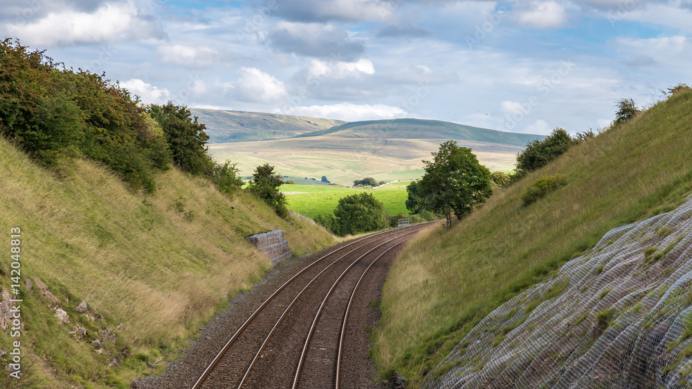 Railway line near Smardale, Yorkshire Dales, Cumbria, UK