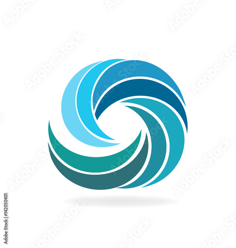 Blue beach waves icon logo