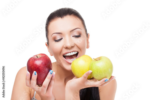 Beautiful girl with apples