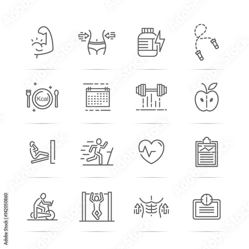 bodybuilding vetor line icons