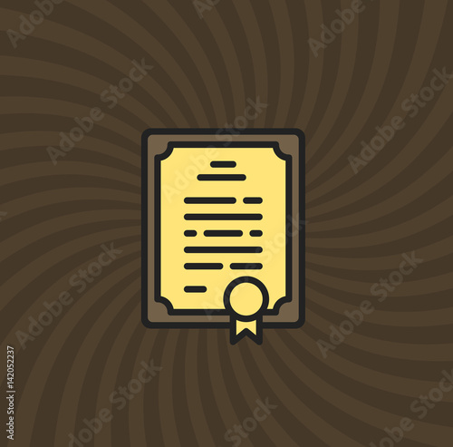  Sertificate Icon, Simple Line Cartoon Vector Illustration