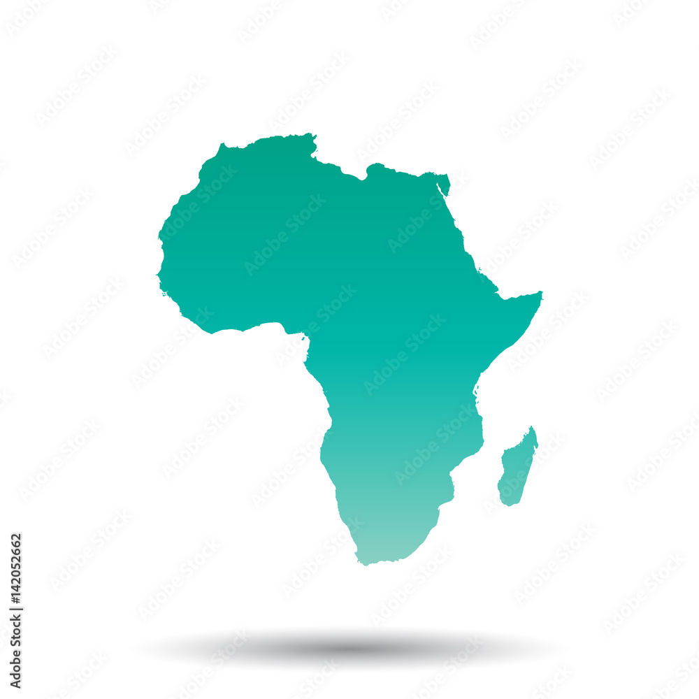 Africa map. Colorful turquoise vector illustration on white isolated  background.
