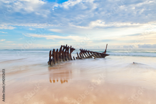 Dicky Beach shipwreck on Queensland's Sunshine Coast, Australia photo