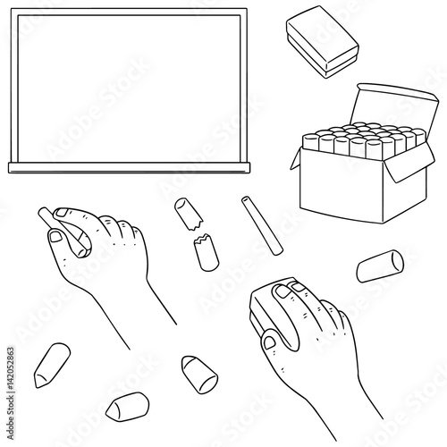 vector set of blackboard and chalk