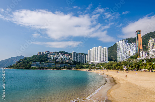 The sunny day at Repulse Bay, the famous public beach in Hong Kong 