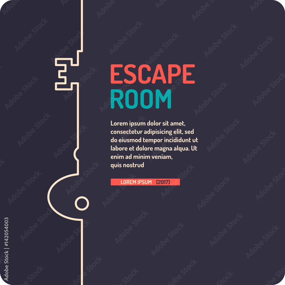 Fototapeta Real-life room escape and quest game poster.