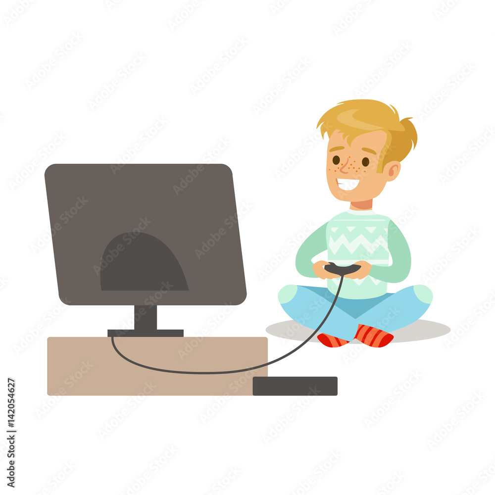 Boy With Joystick And Console,Part Of Happy Gamers Enjoying Playing Video Game, People Indoors Having Fun With Computer Gaming Boy With Joystick And Console,Part Of Happy Gamers Enjoying Playing Video Game, People Indoors Having Fun With Computer Gaming