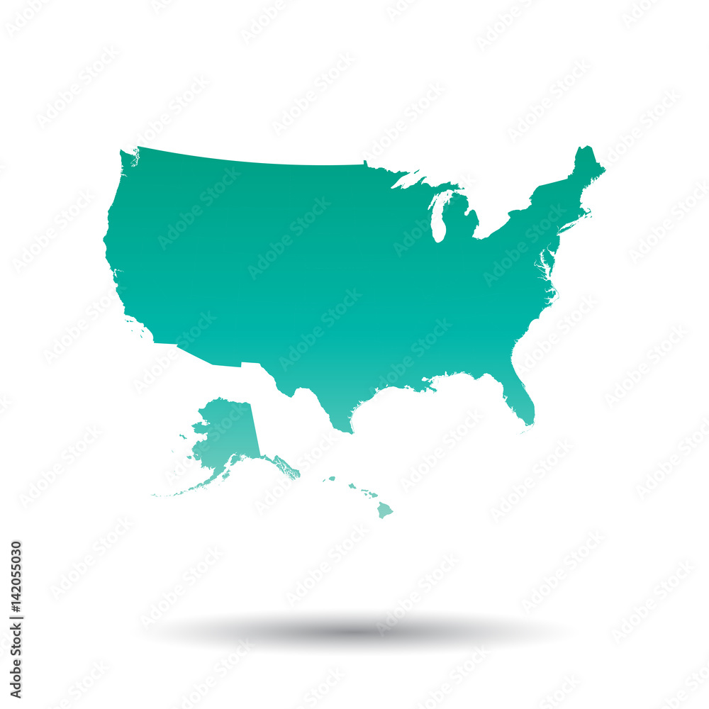 Usa, United States of America map. Colorful turquoise vector illustration on white isolated background. Usa, United States of America map. Colorful turquoise vector illustration on white isolated background.