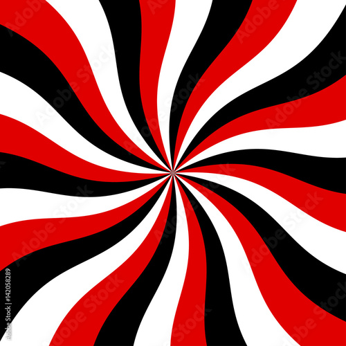 Sunburst red, black and white vector background. Abstract swirl graphic design for wallpaper, banner and backdrop.