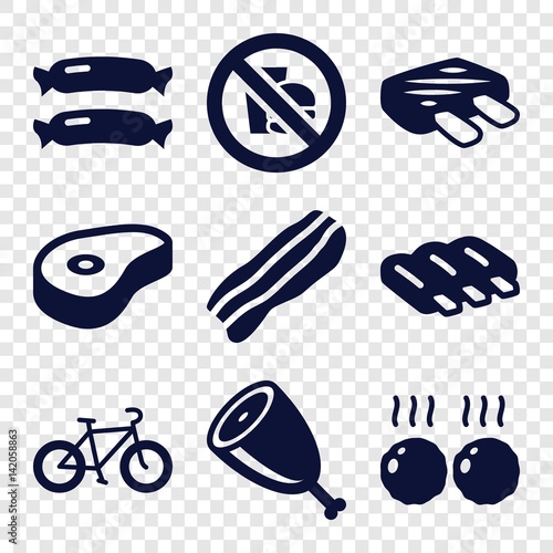 Set of 9 fat filled icons