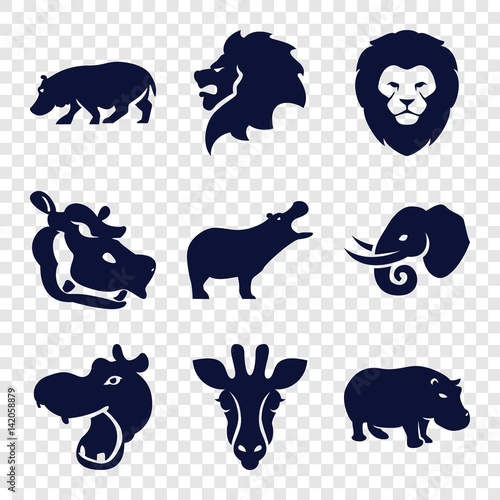 Set of 9 safari filled icons