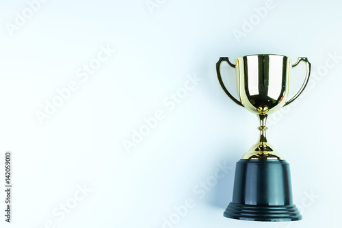 Golden trophy isolated on white background with copy space.Concept winner. © bubbers