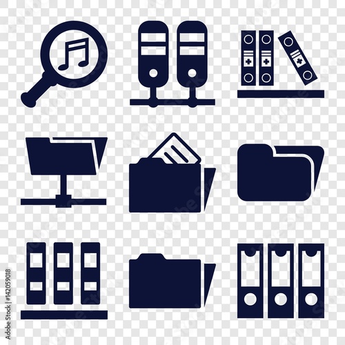 Set of 9 organize filled icons