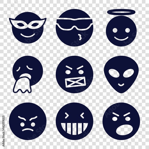 Set of 9 emoji filled icons