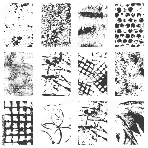 Set of different grunge textures. Vector. Easy to use