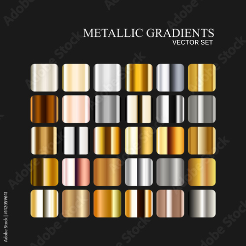 Metallic silver, golden and bronze gradient collection.