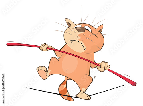 Illustration of a Cute Cat Acrobat. Cartoon Character