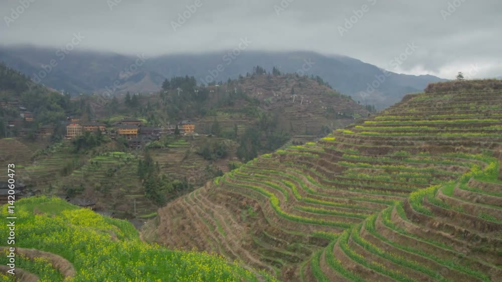 Rice terraces in Dazai village zoom out timelapse Rice terraces in Dazai village zoom out timelapse