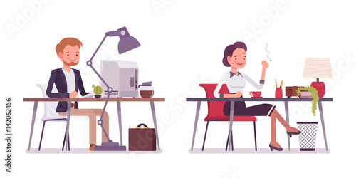 Lady and gentleman working at the desk